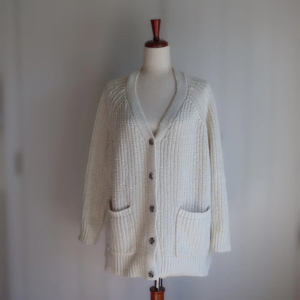 Able Cristina Boyfriend Cardigan Womens XL Cream Closet Staple Coastal - Picture 2 of 10